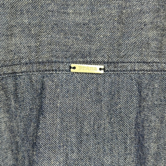 Prana Button Down Tie Front Blue Long Sleeve Organic Cotton Top Small - Picture 7 of 11